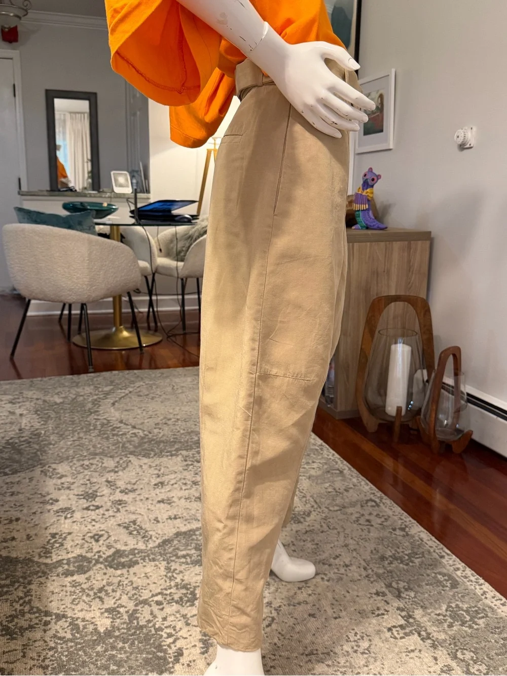 Banana Republic Beige Wide-Leg Chinos with D-Ring Waist